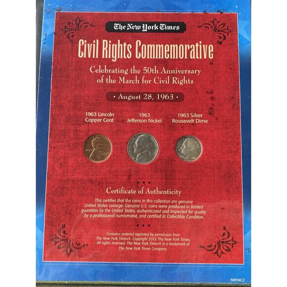 New York Times Civil Rights Commemorative March For Civil Rights Coin Set W/ COA - Picture 8 of 10